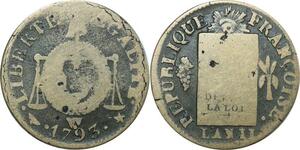 O9124 Rare Convention Un Sol aux balances Louis XVI Françoise An II 1793 W. Arras