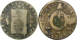 O9128 France Convention Un Sol aux balances Louis XVI Françoise An II 1793 W Lille ->M offre