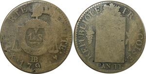 O9132 France Convention Un Sol balances Louis XVI Françoise An II 1793 BB Strasbourg ->M offre