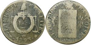 O9136 France Convention Un Sol aux balances Louis XVI Françoise An II 1793 W Lille ->M offre