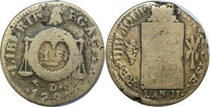 O9138 France Convention Un Sol aux balances Louis XVI Françoise An II 1793 D. Dijon ->M offre