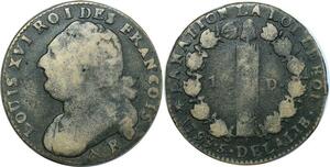 O9144 Rare France 12 Deniers Louis XVI François An 5 1793 R Orléans angle