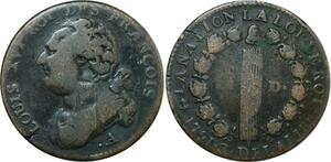 O9154 France Constitution 12 Deniers Louis XVI François 3 1791.A Couvent Barnabites