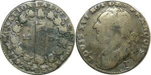 O9157 France Constitution 12 Deniers Louis XVI François An 4/3 1792 T. Saumur