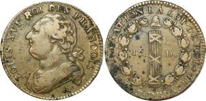 O9172 Rare France 12 Deniers Louis XVI François An 3 1791 A Paris sans different