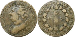 O9177 Rare France 12 Deniers Louis XVI François An 3 1791 A Paris sans different