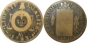 O9181 France Convention Un Sol aux balances Louis XVI Françoise An II 1793 AA Metz ->M offre