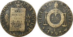 O9194 France Convention Un Sol aux balances Louis XVI Françoise An II 1793 I Limoges ->M offre