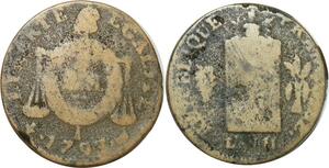 O9204 Rare France Convention 2 Sols aux balances Louis XVI An II 1793 Limoges I >M O