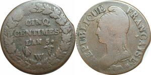O9213 Directoire 5 Centimes Dupré an 5 W Lille ->Make offer