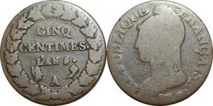 O9214 Directoire 5 Centimes Dupré an 5 A Paris ->Make offer