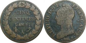 O9215 Directoire 5 Centimes Dupré an 5 A Paris ->Make offer