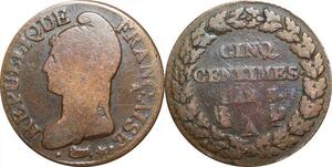 O9217 Directoire Inedit Rare 5 Centimes Dupré an 8/6 A Paris ->Make offer