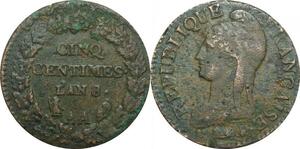 O9221 Directoire Inedit 5 Centimes Dupré an 8/6 AA Metz ->Make offer