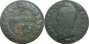 O9222 Directoire 5 Centimes Dupré an 5 A Paris ->Make offer