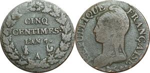 O9232 Directoire 5 Centimes Dupré an 7/5 A Paris ->Make offer