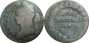 O9233 Directoire Décentré 5 Centimes Dupré an 5 A Paris ->Make offer