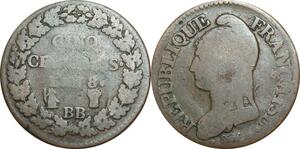 O9242 Directoire 5 Centimes Dupré an 8/7 BB Strasbourg ->Make offer