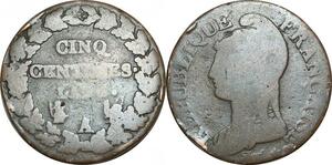 O9245 Directoire 5 Centimes Dupré an 7/5 A Paris / R Orléans ->Make offer