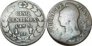 O9250 Directoire 5 Centimes Dupré an 5 BB Strasbourg ->Make offer