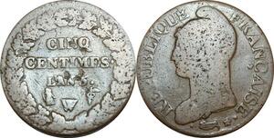 O9252 Directoire 5 Centimes Dupré an 5 W Lille ->Make offer