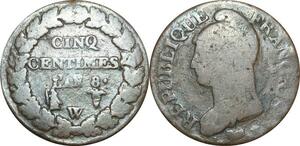 O9254 Directoire 5 Centimes Dupré an 8 W Lille ->Make offer