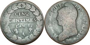 O9256 Directoire 5 Centimes Dupré an 5 A Paris ->Make offer