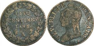 O9261 Directoire 5 Centimes Dupré an 5 A Paris ->Make offer