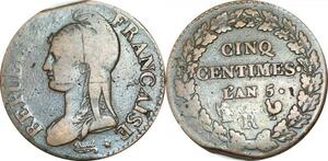 O9271 Directoire 5 Centimes Dupré an 5 R Orléans ->Make offer