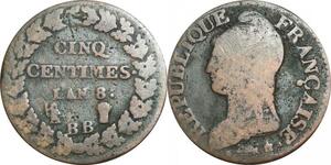 O9274 Directoire 5 Centimes Dupré an 8 BB Strasbourg ->Make offer