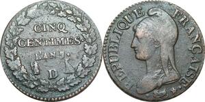 O9285 Directoire Rare 5 Centimes Dupré an 7/5 D Lyon ->Make offer