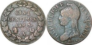 O9297 Directoire 5 Centimes Dupré an 7/5 A Paris ->Make offer