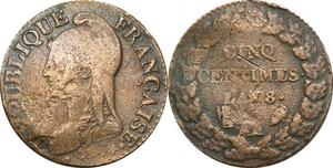 O9303 Directoire 5 Centimes Dupré an 8 AA Metz ->Make offer