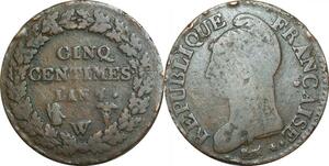 O9306 Directoire 5 Centimes Dupré an 7/5 A W Lille ->Make offer