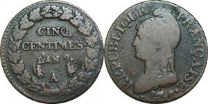 O9312 Directoire 5 Centimes Dupré an 7/5 A Paris ->Make offer