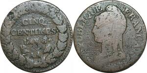 O9314 Directoire 5 Centimes Dupré an 8 AA Metz ->Make offer