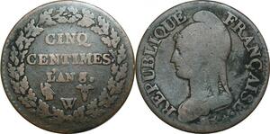 O9315 Directoire 5 Centimes Dupré an 8/7 W Lille ->Make offer