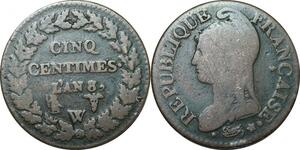 O9332 Directoire 5 Centimes Dupré an 8/7 W Lille ->Make offer