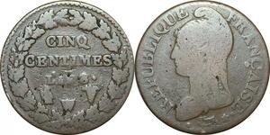 O9339 Directoire Rare 5 Centimes Dupré an 8/5 W Lille / A Paris ->Make offer