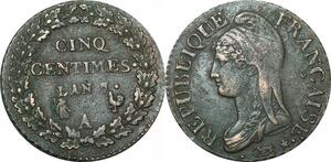 O9342 Directoire 5 Centimes Dupré an 7/5 A Paris TTB++ !!! ->Make offer
