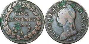 O9343 Directoire 5 Centimes Dupré an 5 A Paris ->Make offer