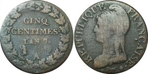 O9344 Directoire 5 Centimes Dupré an 7 A Paris ->Make offer