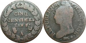 O9346 Directoire 5 Centimes Dupré an 7/5 A Paris ->Make offer