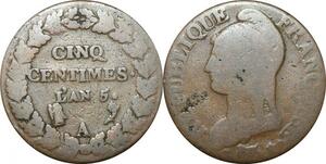 O9351 Directoire Rare 5 centimes Dupré CNNQ An 5 Paris ->Make offer