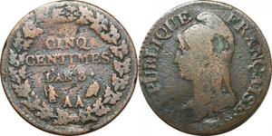 O9352 Directoire 5 Centimes Dupré an 8 AA Metz ->Make offer