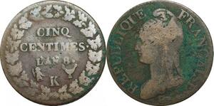 O9354 Directoire 5 Centimes Dupré an 8 K Bordeaux ->Make offer