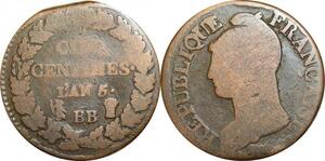 O9359 Directoire 5 Centimes Dupré an 5 BB Strasbourg ->Make offer