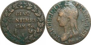 O9366 Directoire 5 Centimes Dupré an 7/5 A/R Paris Orléans ->Make offer