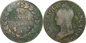 O9373 Directoire 5 Centimes Dupré an 5 A Paris ->Make offer