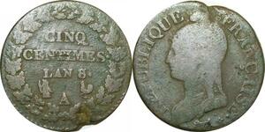 O9376 Directoire 5 Centimes Dupré an 8/5 A Paris ->Make offer